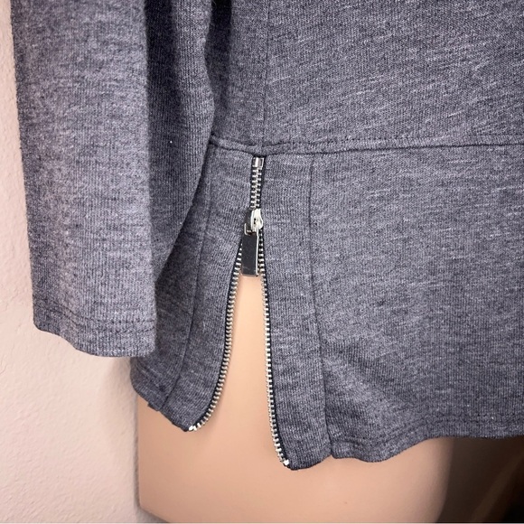 XXL Apt 9 Grey Gray Pullover Top Sweatshirt Zip Accent 3/4 Sleeve Casual Stretch - Picture 5 of 13